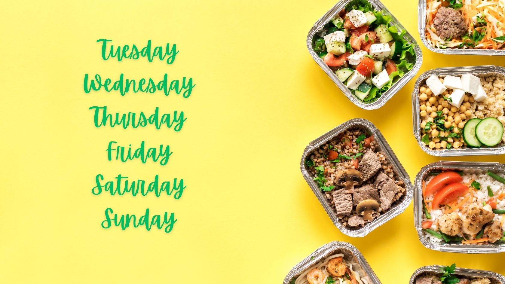 Weekly meal planning with diverse healthy meals for every day
