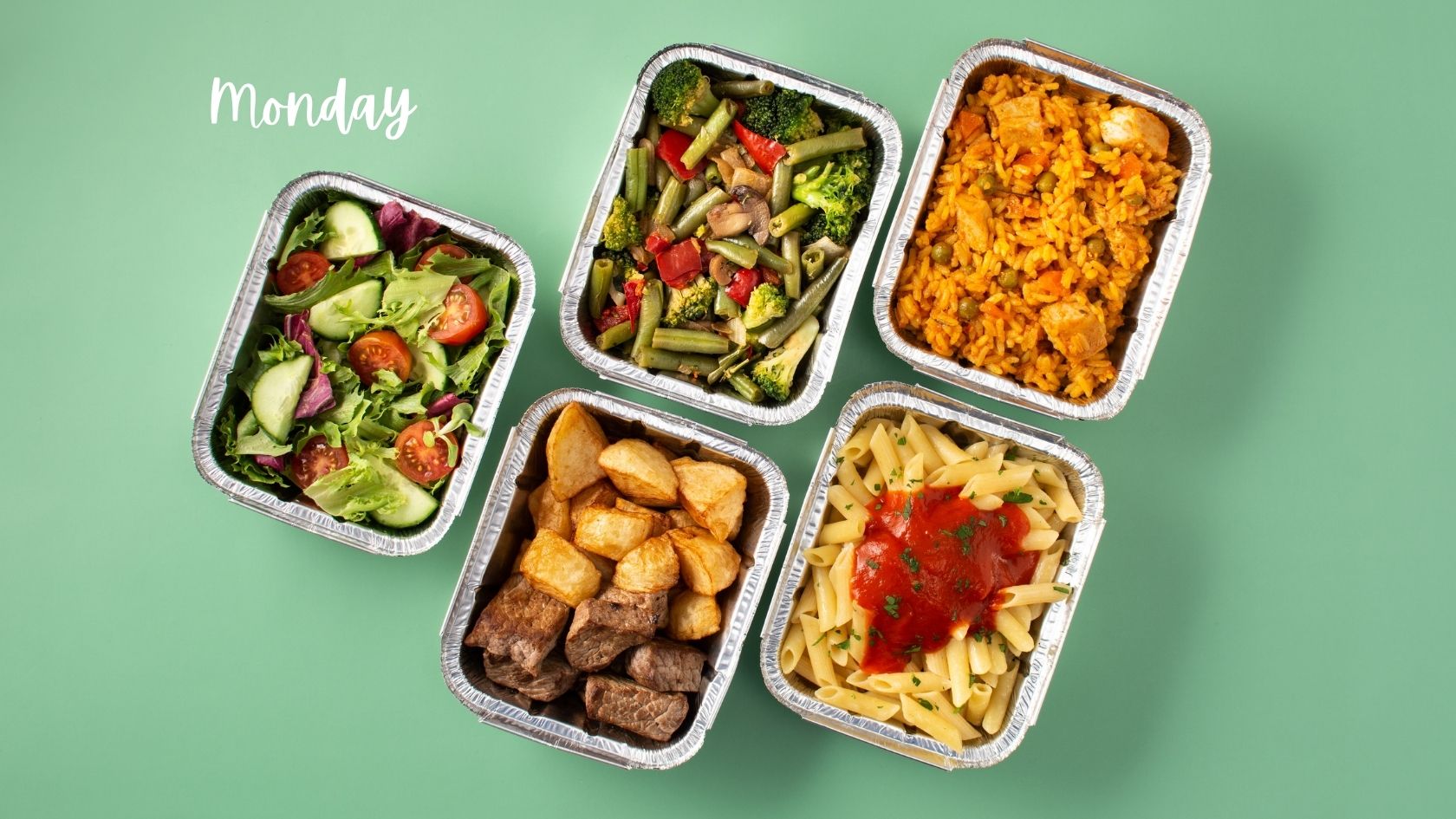 Monday meal planning with fresh salads and nutritious meals